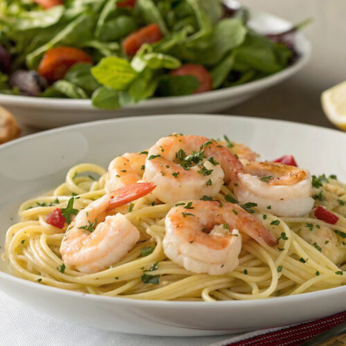Shrimp Scampi with linguine and lemon garlic butter